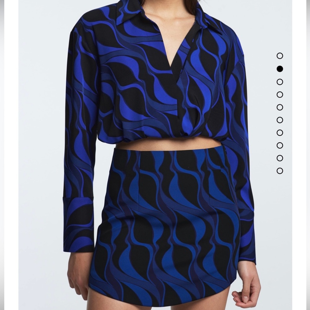 Zara blue and black skirt set size xs/small